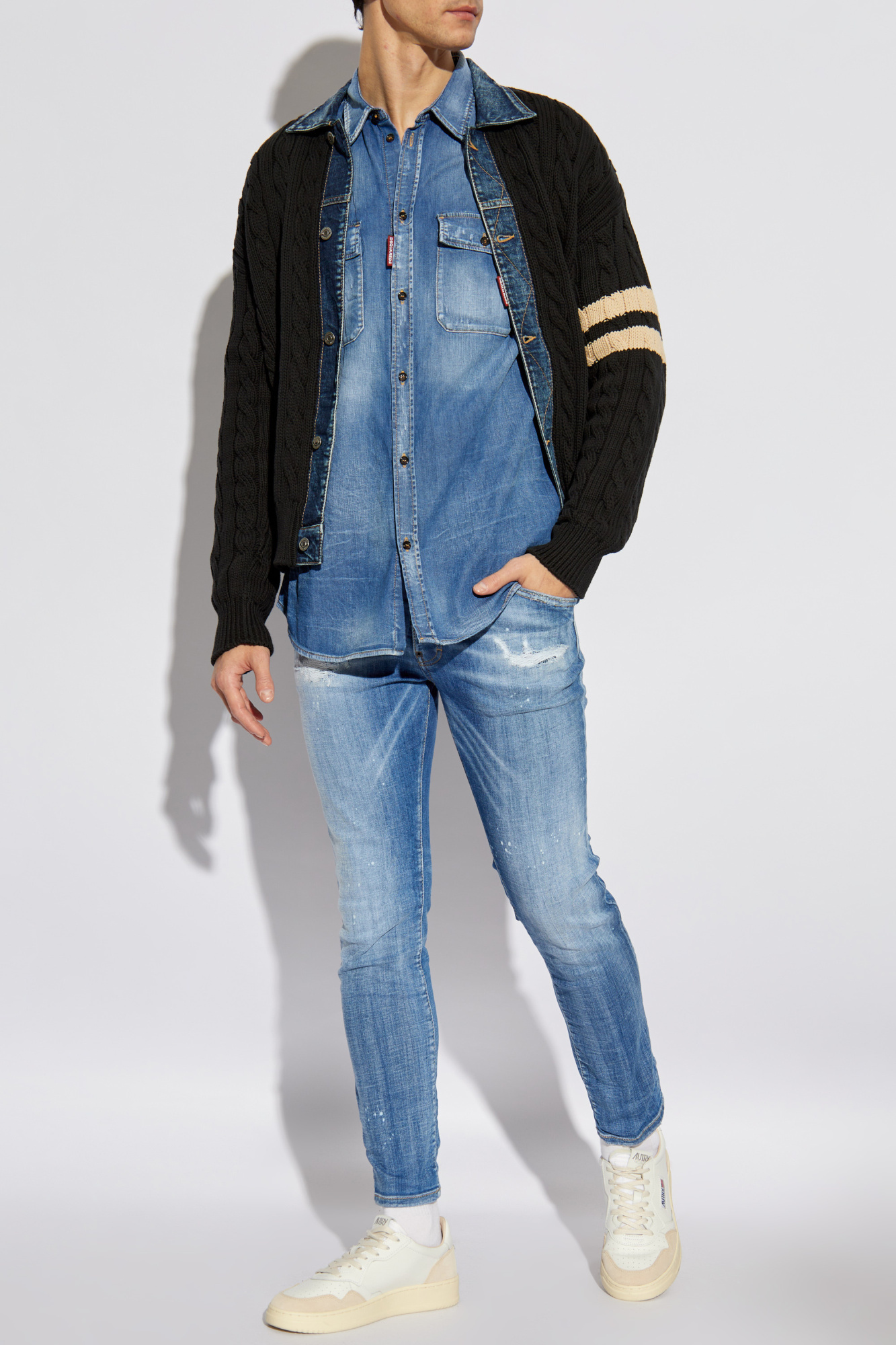 Dsquared2 Cardigan with denim inserts | Men's Clothing | Vitkac Dsquared2 Cardigan with denim inserts | Men's Clothing | Vitkac